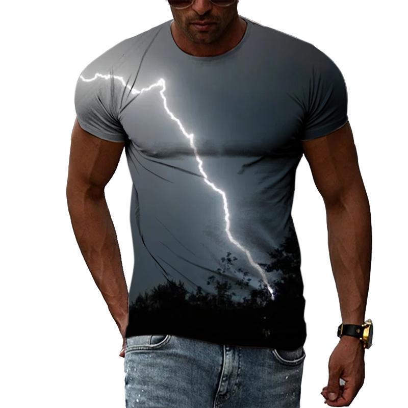 Nowa moda 3D fajna błyskawica męska koszulka letnia dorywczo ciekawy wzór t-shirty z nadrukiem osobowość Trend koszulka Harajuku