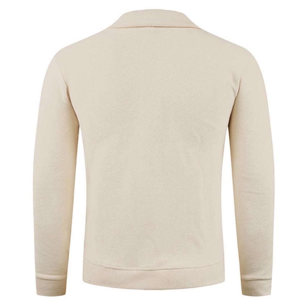 Lässige lockere Fleecejacke für Damen und Herren, Herren einfarbiges Sweatshirt mit Stehkragen und halbem Reißverschluss