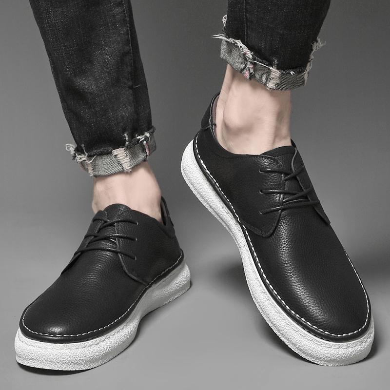 Fashion New Arrival Male Sneakers Genuine Leather Men's Shoes Handmade Dress Shoes Lace-Up Comfy Casual Footwear Leisure Walking Shoes