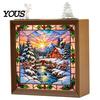 Innen-Haus-Dekoration DIY Weihnachten Acryl-Puzzle Nachtlicht, Holzrahmen Handmontiertes Puzzle Schreibtischlicht Lampe, Kreatives LED für Schlafzimmer