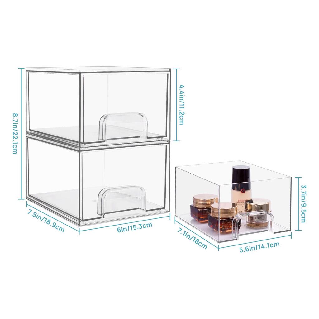 Stackable Transparent Cosmetic Storage Drawer - Multifunctional Organizer