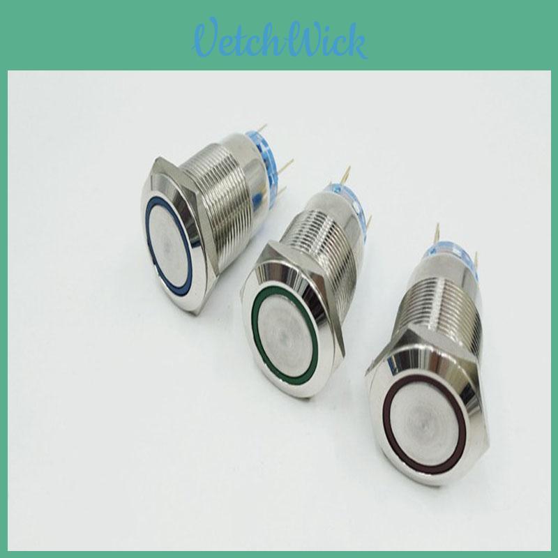 19mm Wasserdicht 12V Auto Armaturenbrett Metall Momentan Motor Drucktaster Schalter LED