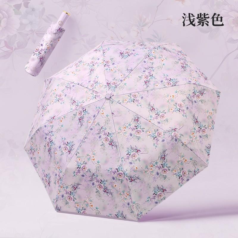 New automatic 8-bone color glue fabric digital anti-ultraviolet light luxury sun umbrella for both weather and rain