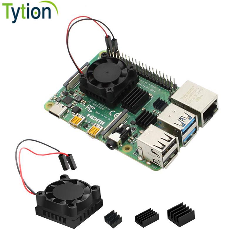 Raspberry Pi 4B Cooling Kit: Aluminum Heatsink Fan with Adhesive Back Fan with Aluminum Base (3 Heatsinks Included)