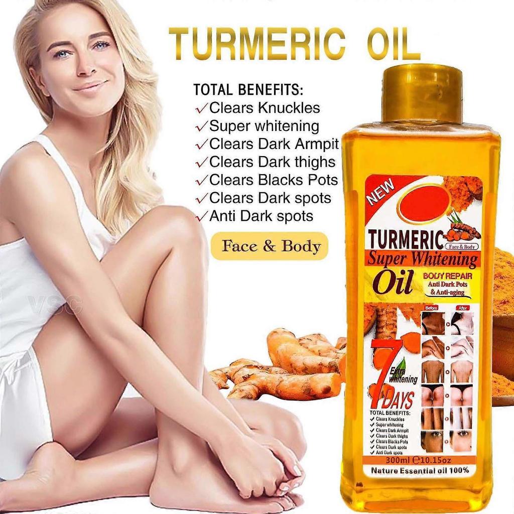 Turmeric Super Whitening Oil 300ml, Skin Lightening & Brightening, Fades Dark Spots, Natural Face & Body Oil