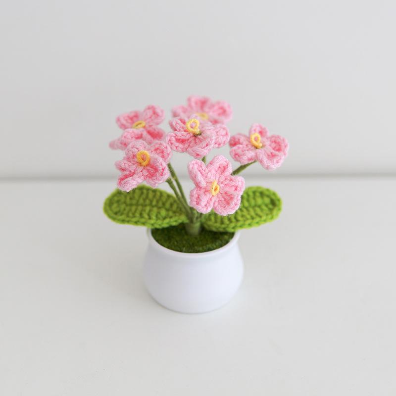 Handmade flowert simulated flower small potted plant home decoration ornament creative gift knitted flower