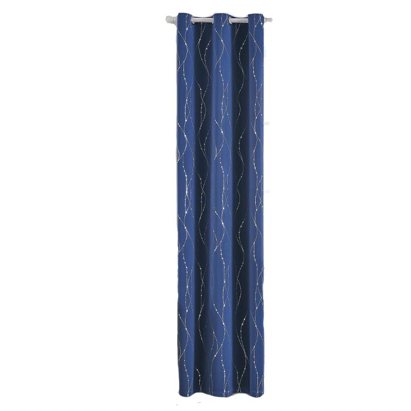 Blackout Curtains for Bedroom Noise Reducing Thermal Insulated Wave Line Foil Print Room Darkening for Living Room