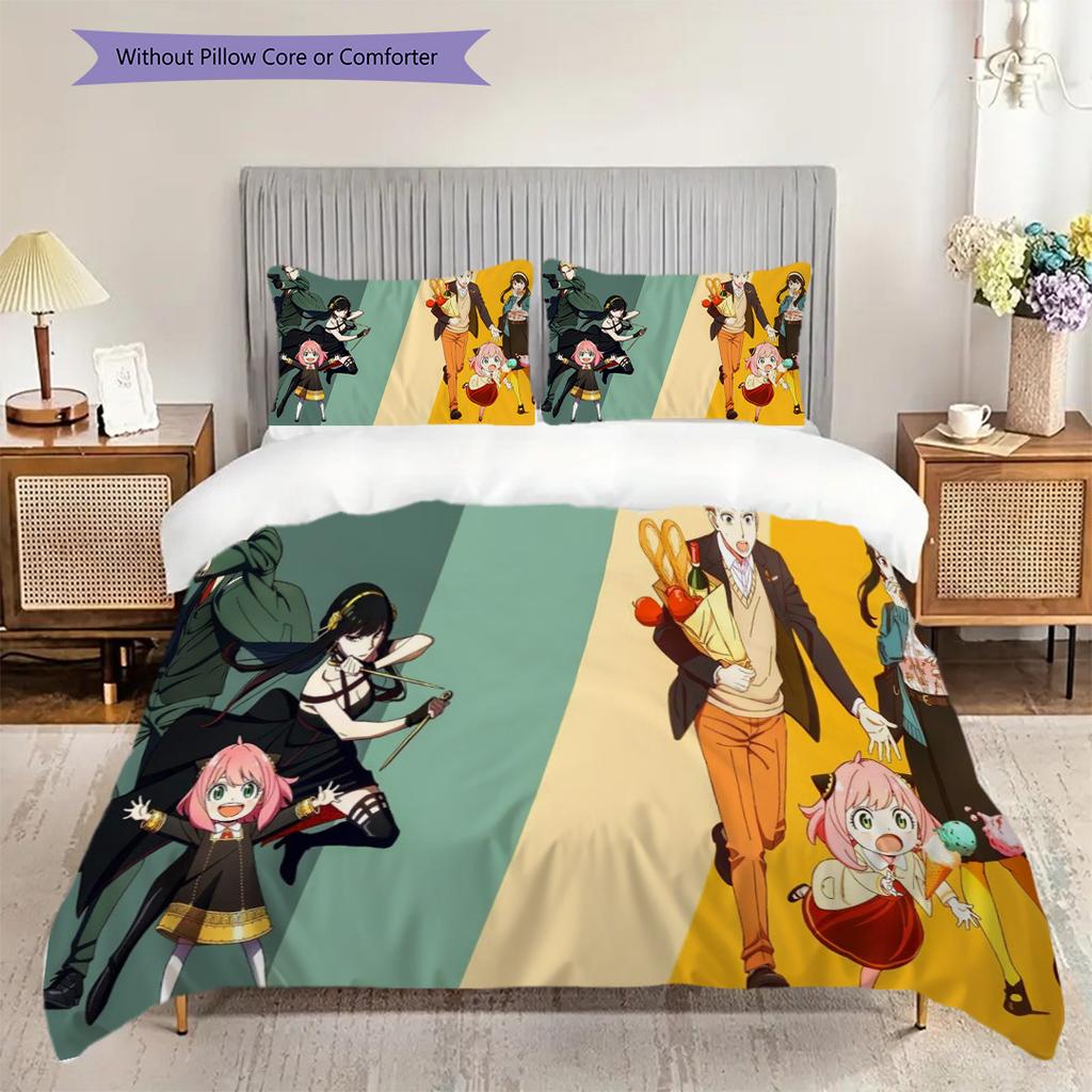 Anime Set Cute Characters Threepiece Set 1 Duvet Cover 2 Pillowcase Without Core Bedding Set Christmas Birthday Gift Soft And Comfortable