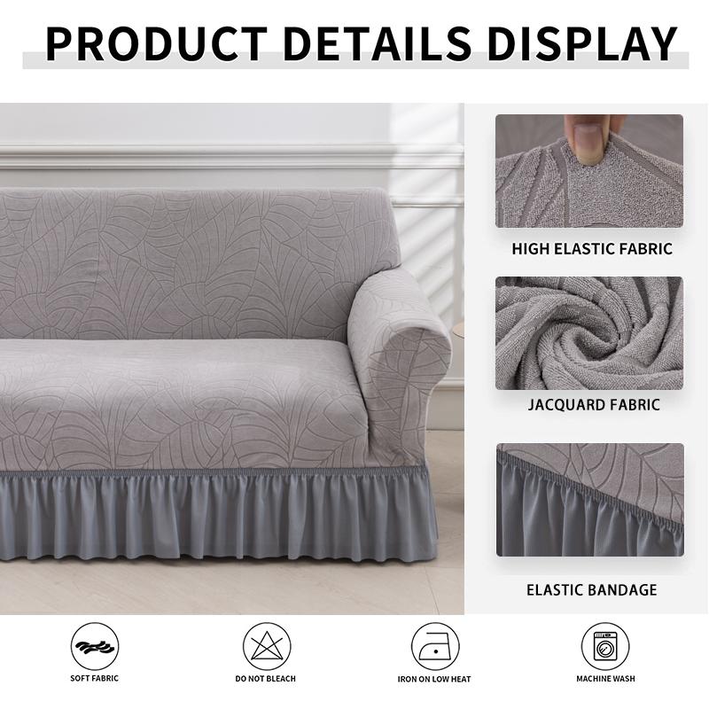 Jacquard Sofa Slipcover with Skirt Stretch Sofa Cover for Living Room Couch Covers Easy Fitted Washable Furniture Protector 1pc