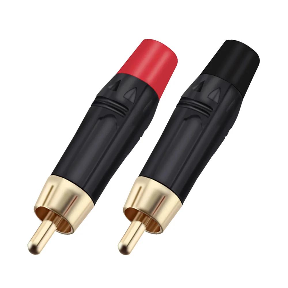 

2/4/8/10 шт. RCA штекер роз єм типу банан позолочений RCA аудіо роз єм для динаміка паяльний гніздо червоний+чорний