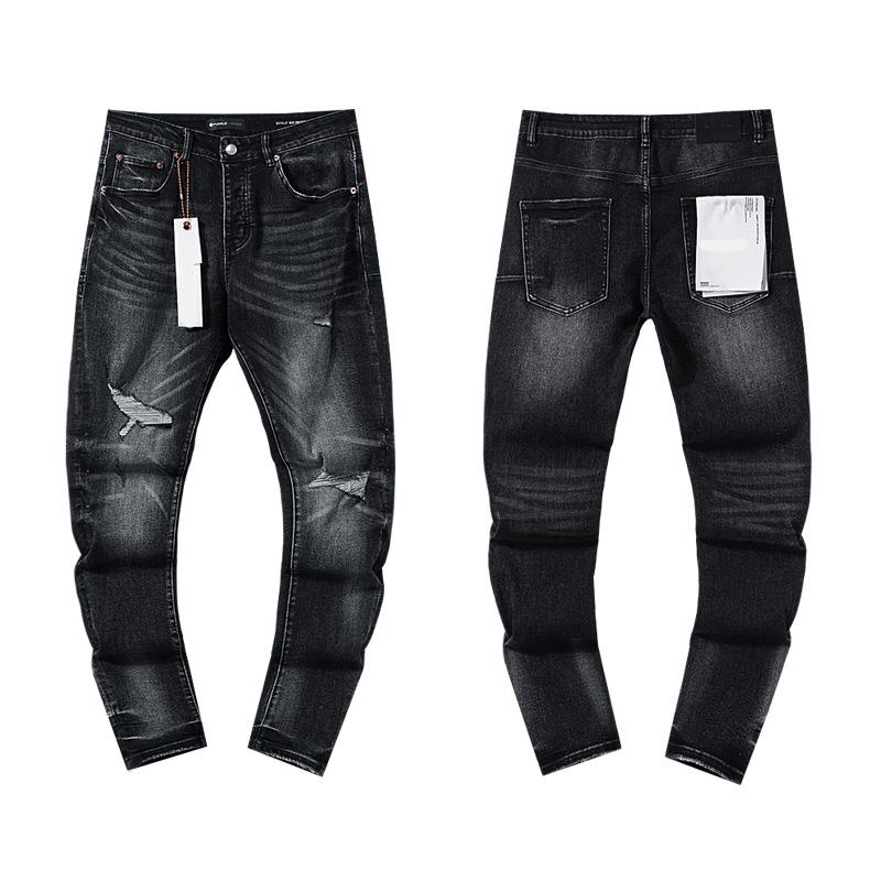 European and American Purple Slim Men's Trendy Light Luxury Elastic Jeans