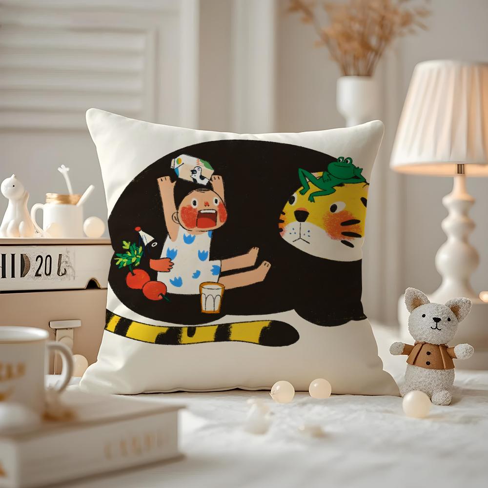 Illustrations Of Everyday Life Cushion Cover Pattern Printed Pillowcase For Living Room Sofa Cushion Cover & Bedroom Decor