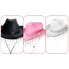 Elegant Bridal Rhinestones Cowboy Hats With Tassels Lace Design For Wedding Party Soft Fabric Panama Hat