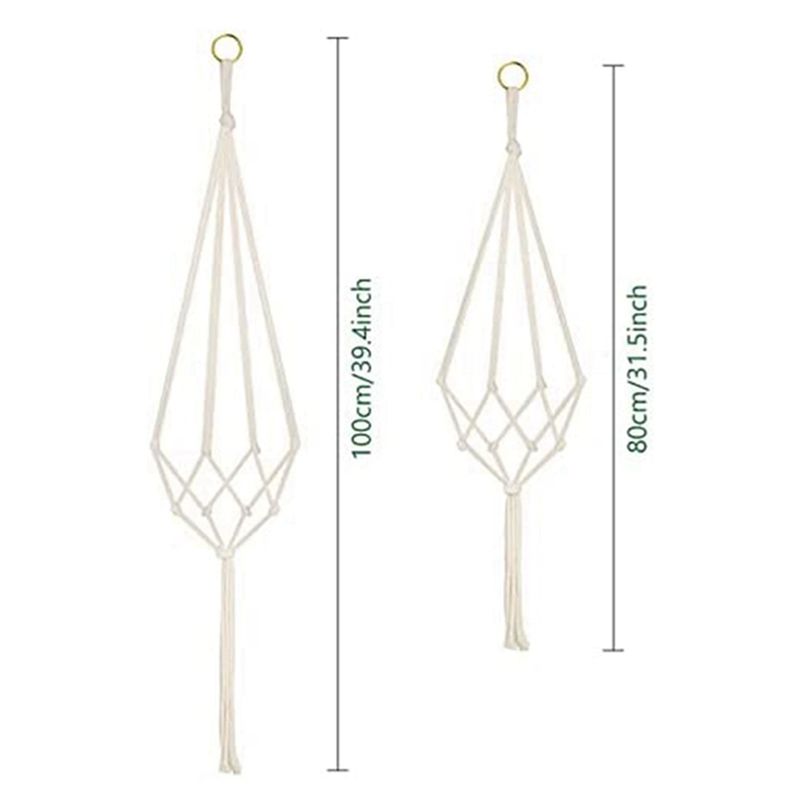 M-Modern-4 Piece Hanging Planters Baskets With 4 Hanging Hooks Cotton Rope Macrame Plant Hanger