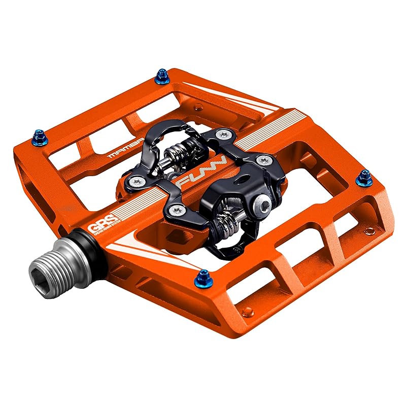 

Funn Mamba clipless pedal Set, spring mechanism, double-sided cleat, SPD compatible, binding pedal, applicable to mountain bikes (MTB) (orange)