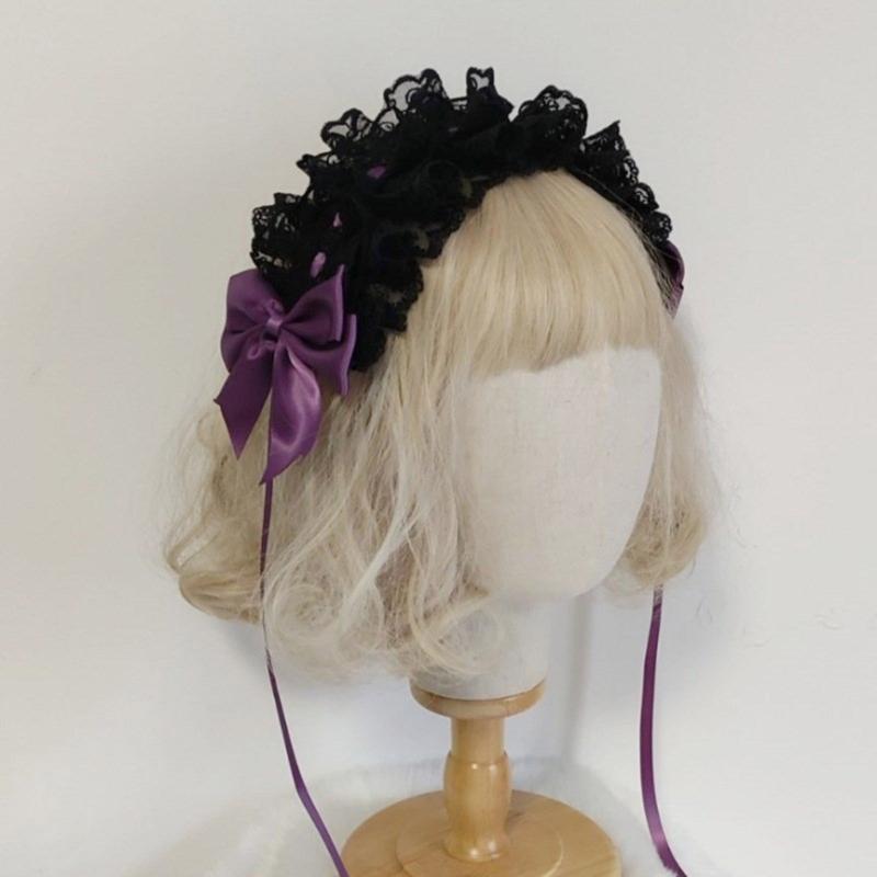 Vintage Lace Top Hat Hair Clip Hair Accessory with Ribbon Headband Lace Flower