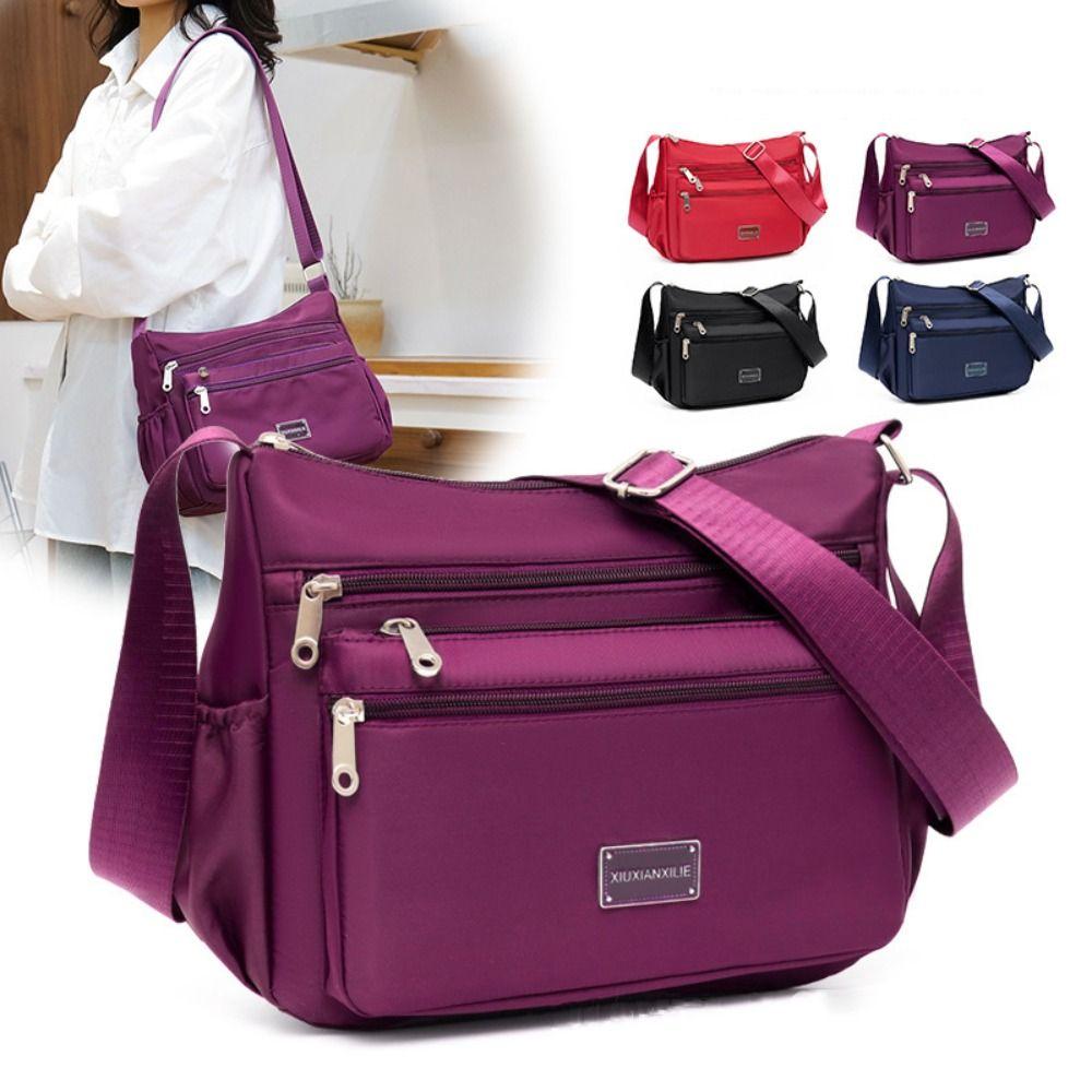 Fashion Nylon Messenger Bags Large Capacity Solid Color Crossbody Pack Casual Waterproof Underarm Bag Women Girls