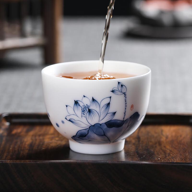 MULTIPOTENT Hand-painted Blue Lotus Ceramic Kung Fu Tea Cup