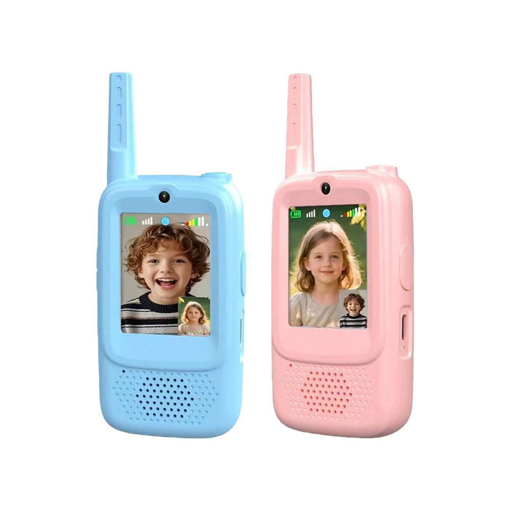 

2 Pack Rechargeable Video Walkie Talkies for Kids - Indoor Camping Travel Birthday Gifts with One-Click HD Call Feature