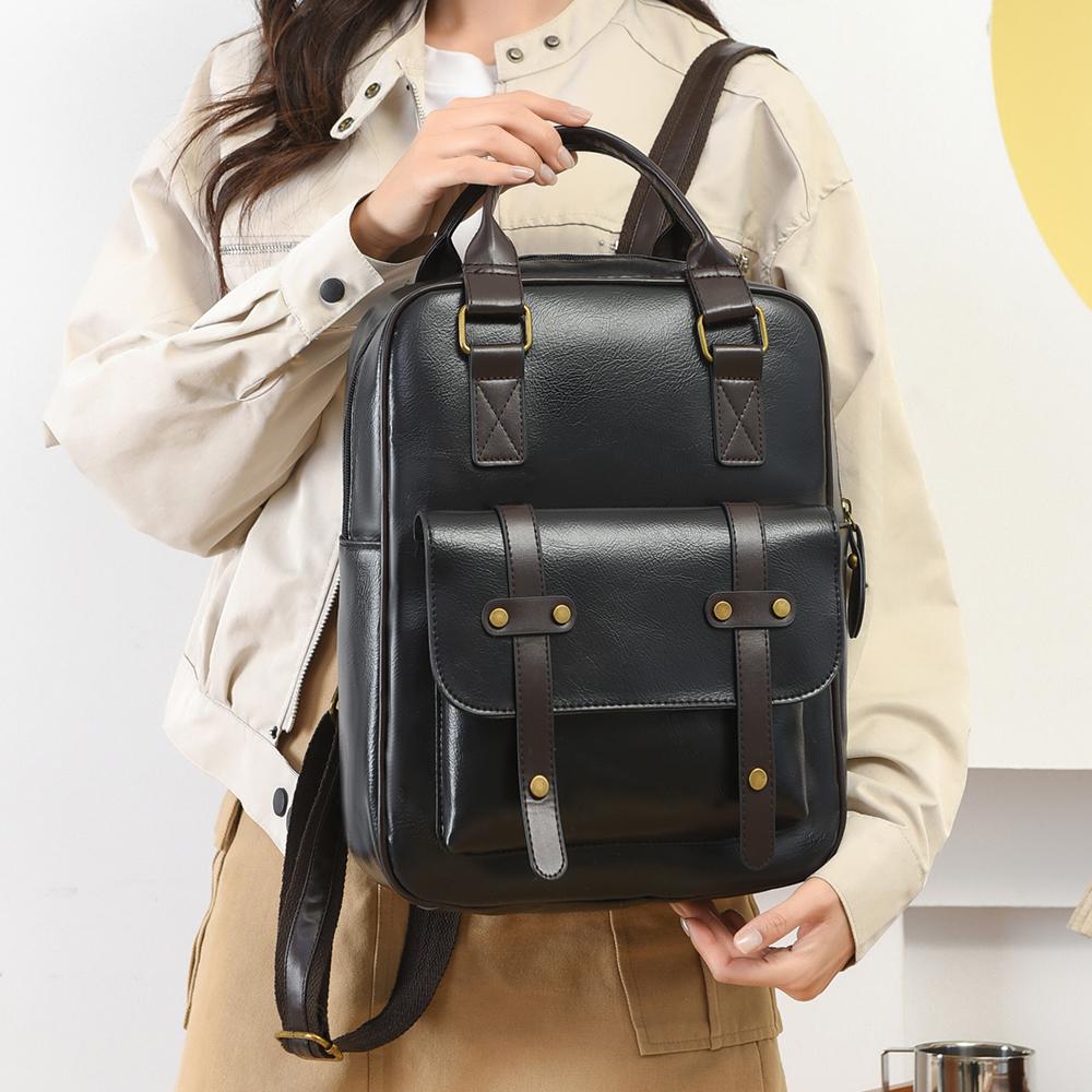 Retro Women's Backpack PU Large Capacity Backpack