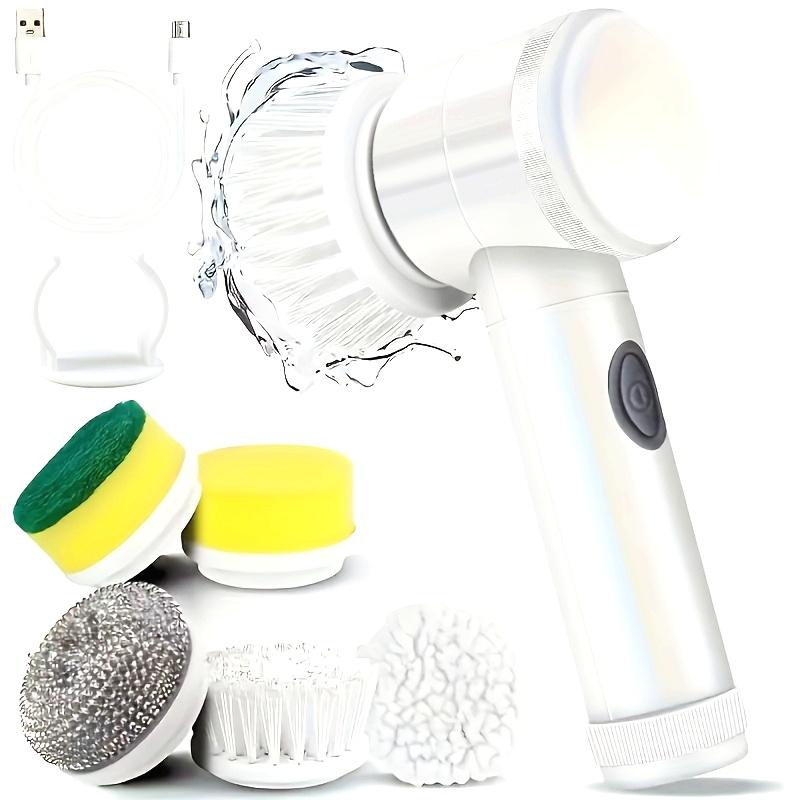 [USB Rechargeable]5-in-1 Rechargeable Electric Cleaning Brush Set with USB Charging, Multi-Purpose Handheld Brush Tool Kit for Bathroom, Kitchen