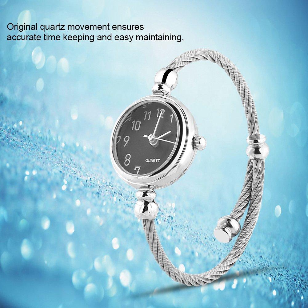 Walfront Bracelet Watch for Analog Round Quartz Alloy Strap Open Bracelet Digital Black Disc Watch 4-Color Women, Watch,