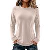 Women's Color Casual Neck Long Sleeve Slim Fit Top, Comfortable Everyday Wear
