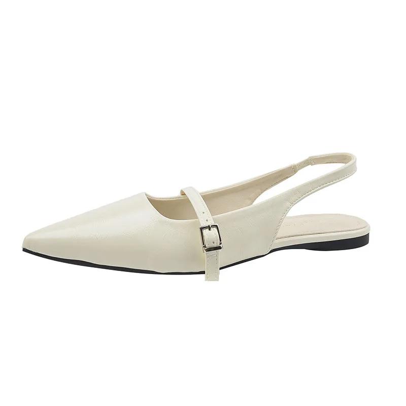 Fashion French Flat Baotou Women's sandals Fairy Shoes 2025 New Spring and Summer Pointy Diamond Temperament Single Shoes mules sandals