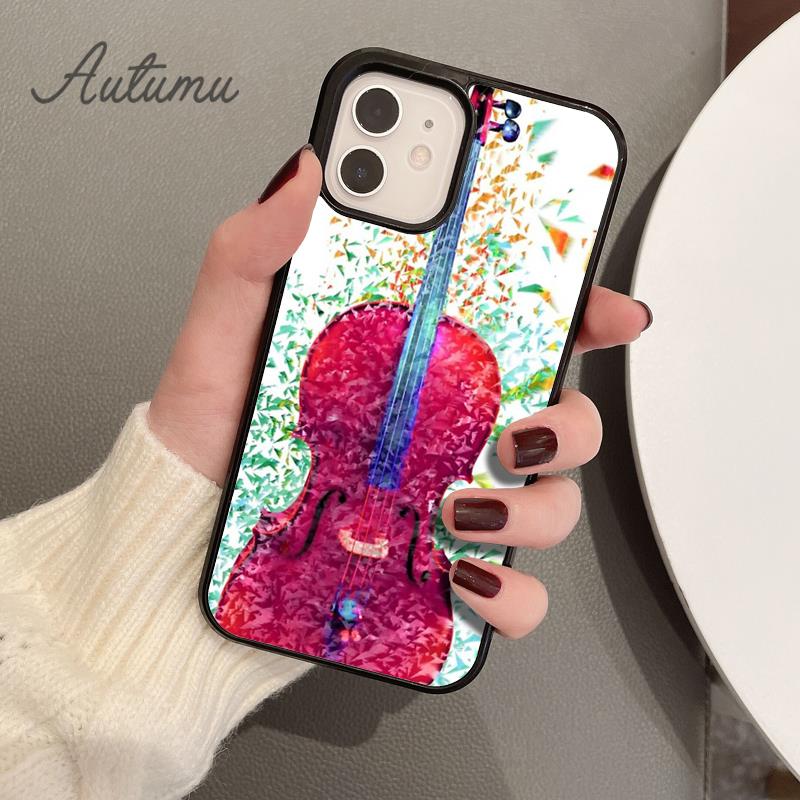 Cello Music Instrument Art Phone Case for iPhone 11 12 13 14 Pro Max Mini XR XS SE 2020 6S 7 8 Plus Samsung Galaxy S21 S22 Cover