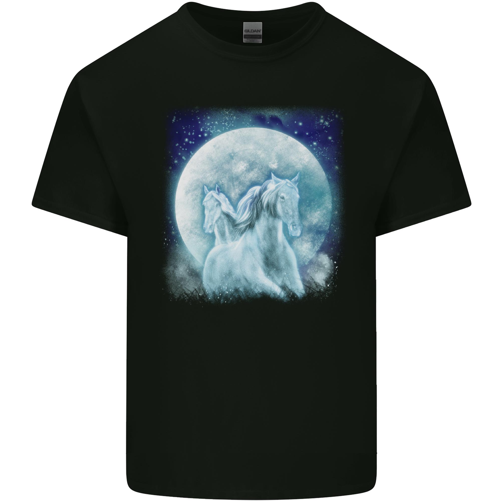 Full Moon Horse Riding Equestrian Unisexs Light Cotton TShirt S
