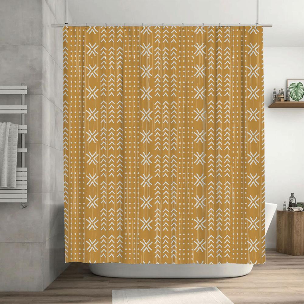 Geometric Pattern Waterproof Shower Curtain Bathroom Curtain Shower Curtain Simple And Stylish Waterproof And Moisture-Proof