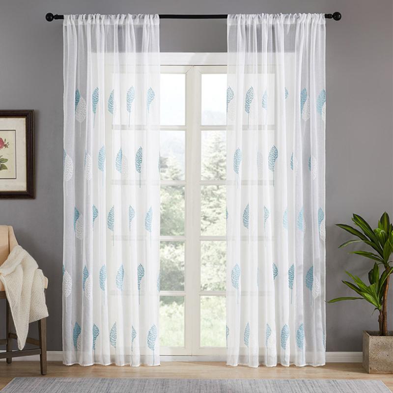 Vorhang garn stickerei balkon wohnzimmer transluzenten garn ländlichen vorhang fertig weiß schlafzimmer
