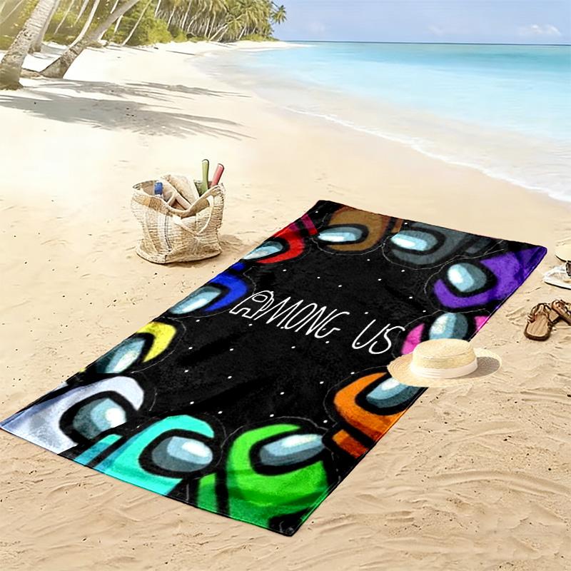Among Us Print Strandtuch, Großes Weiches Schnelltrocknendes Handtuch für Strand Camping Schwimmen