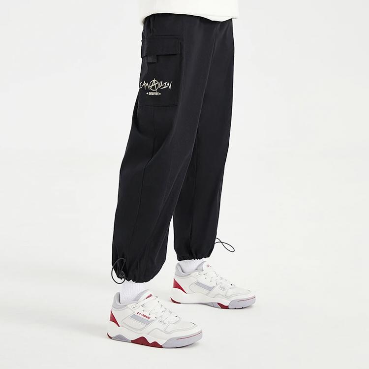 Li Ning Badfive Solid Color Loose Straight Leg Sports Pants Women Pants Black AYKS052-3