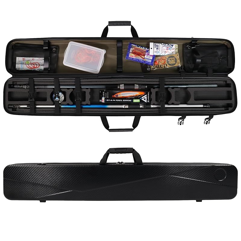 

[Deepa] Raft rod case rod case raft fishing fishing rod case reel case 120cm rod stand Semi-hard Shoulder bag fishing Rod holder (black)