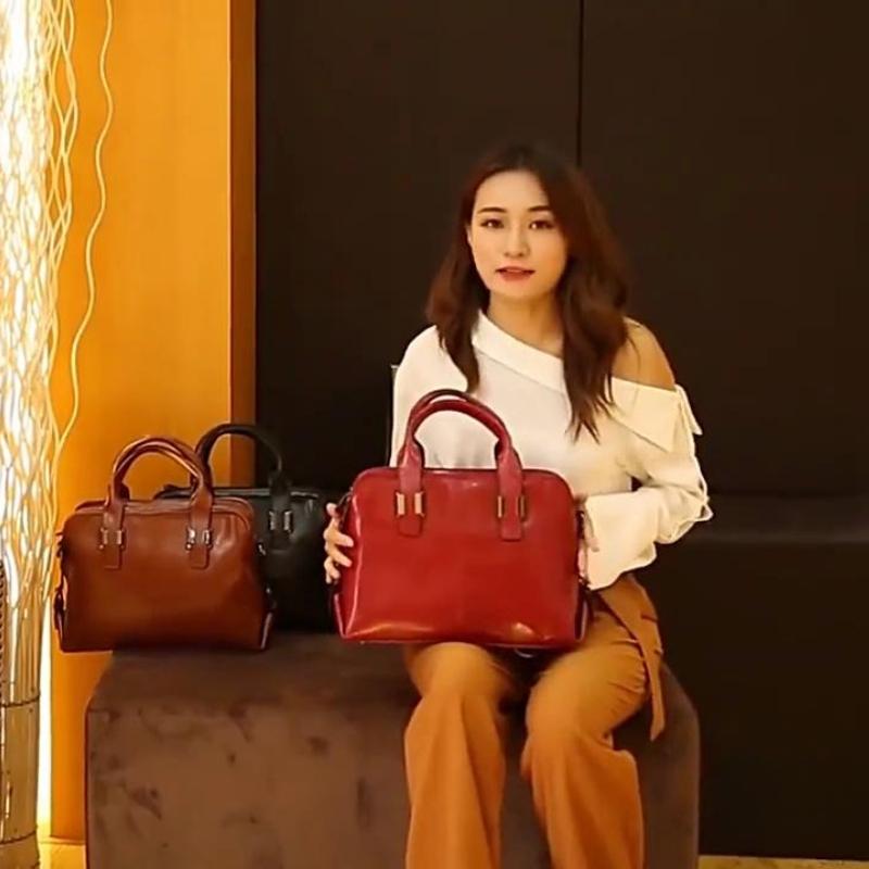 Genuine Leather Women Totes Luxury Handbags Double Zipper Design Ladies Shoulder Bags Designer Real Cowhide Handbags Sac A Main
