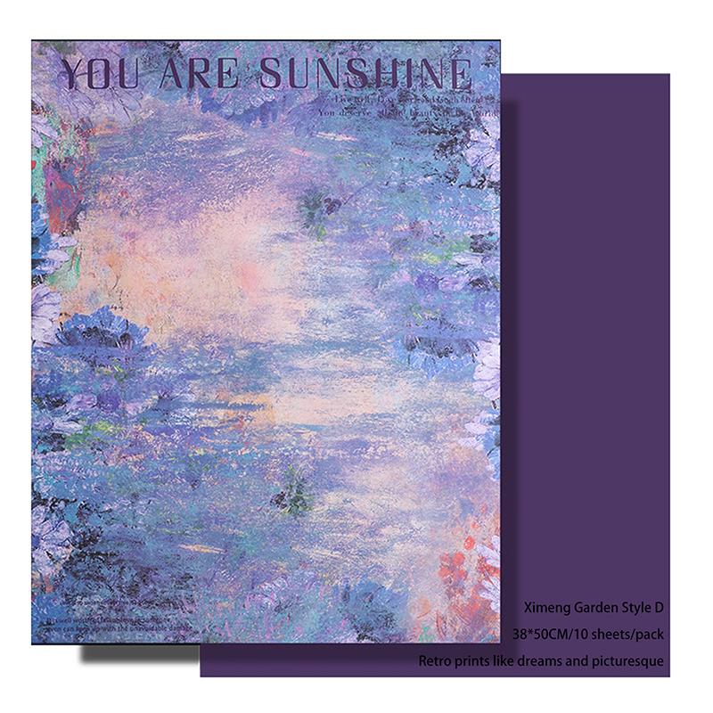 

38X50 см Стиль масляной живописи Цветочная бумага Утолщенная крафт-бумага Водонепроницаемая упаковочная бумага для цветов Букет роз Флористический материал для DIY фиолетовый