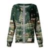 Women's Casual Long-Sleeved Single-Breasted Christmas-Themed Print  Cardigan