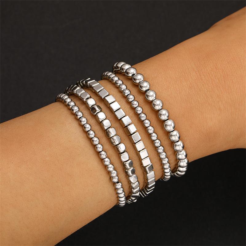 5Pcs/Set New  Color Multilayer Interlocking Chain Bracelet Retro Bangle For Women Fine Fashion Jewelry Wedding Party Gifts