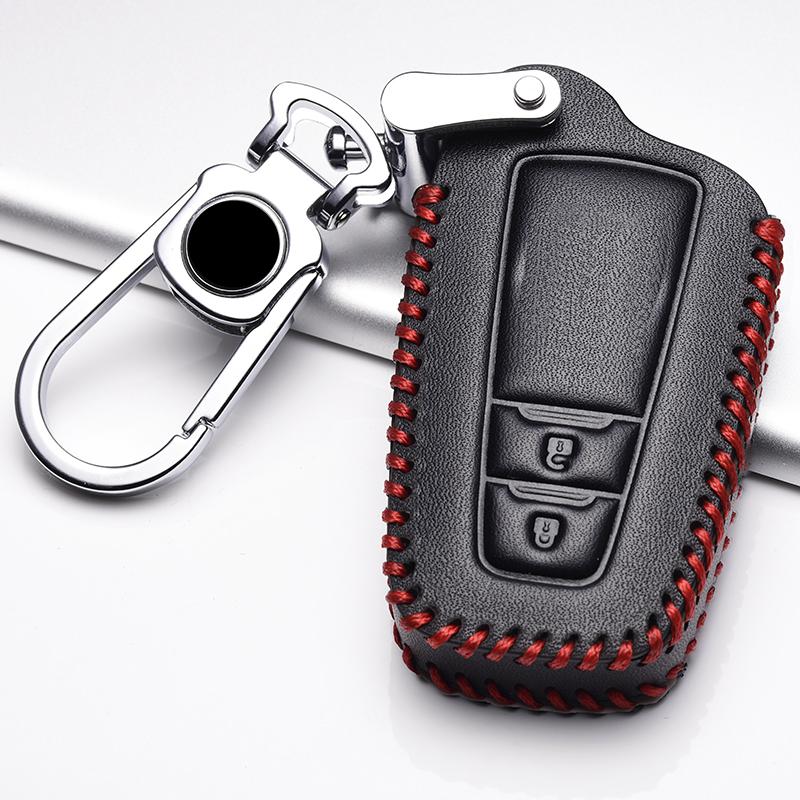 Top Layer Leather Car Key Cover Key case For Toyota Camry Prado 2017 2018 CHR Prius Corolla RAV4 camry 2018 se Remote Key Shell