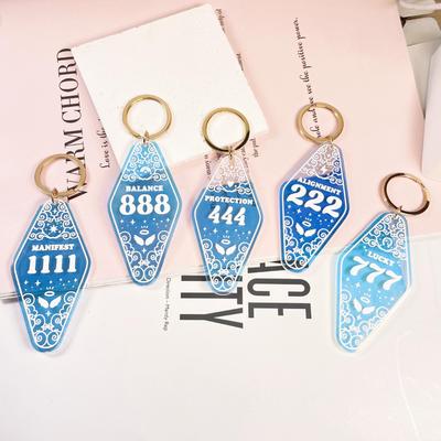 Color-Changing Transparent Acrylic Diamond Keychain with Laser-Printed Number