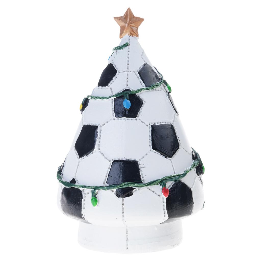 Illuminated Soccer Christmas Tree with Colorful LED  Light Resin Holiday Tree Decoration for Mantels Desktop Display