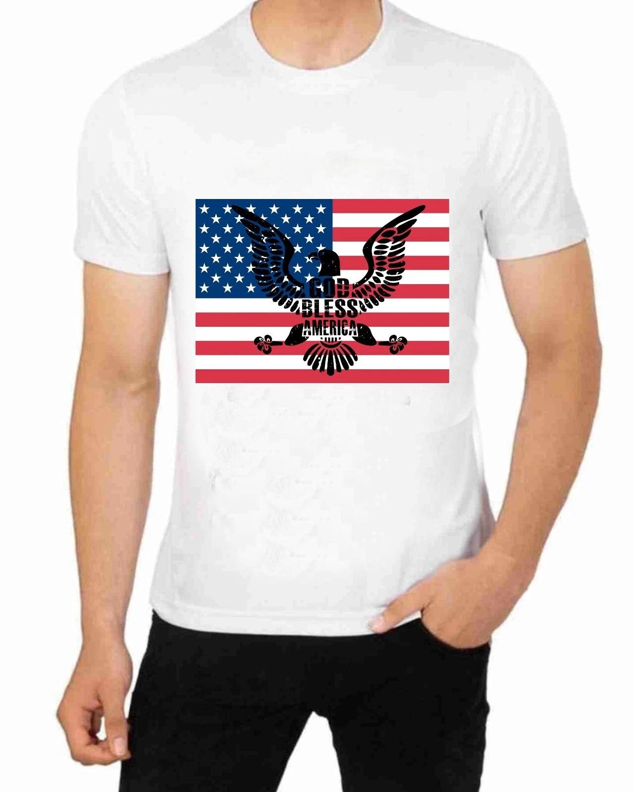 Patriotic Flag and God Bless America T-Shirt S
