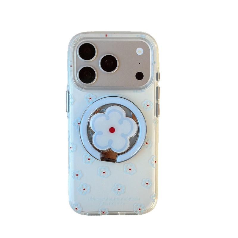 Fresh Blue Floral Magnetic iPhone Case for Women - Compatible with iPhone 17, 16 Pro Max, 15, 14