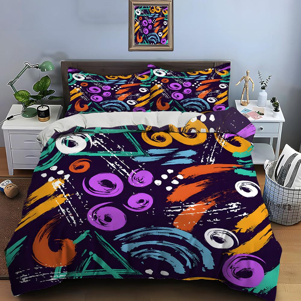Abstract colorful graffiti pattern Print Soft Comfortable Duvet Cover Bedding Set Included 1*Duvet Cover 2*Pillowcases