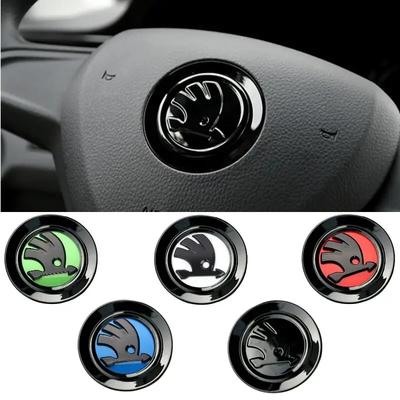 2025 Nieuw 46mm ABS Auto Stuurwiel Embleem voor Skoda Logo Superb Octavia Rapid Kodiaq Kamiq Karoq Rapid Fabia Auto Interieur Acc
