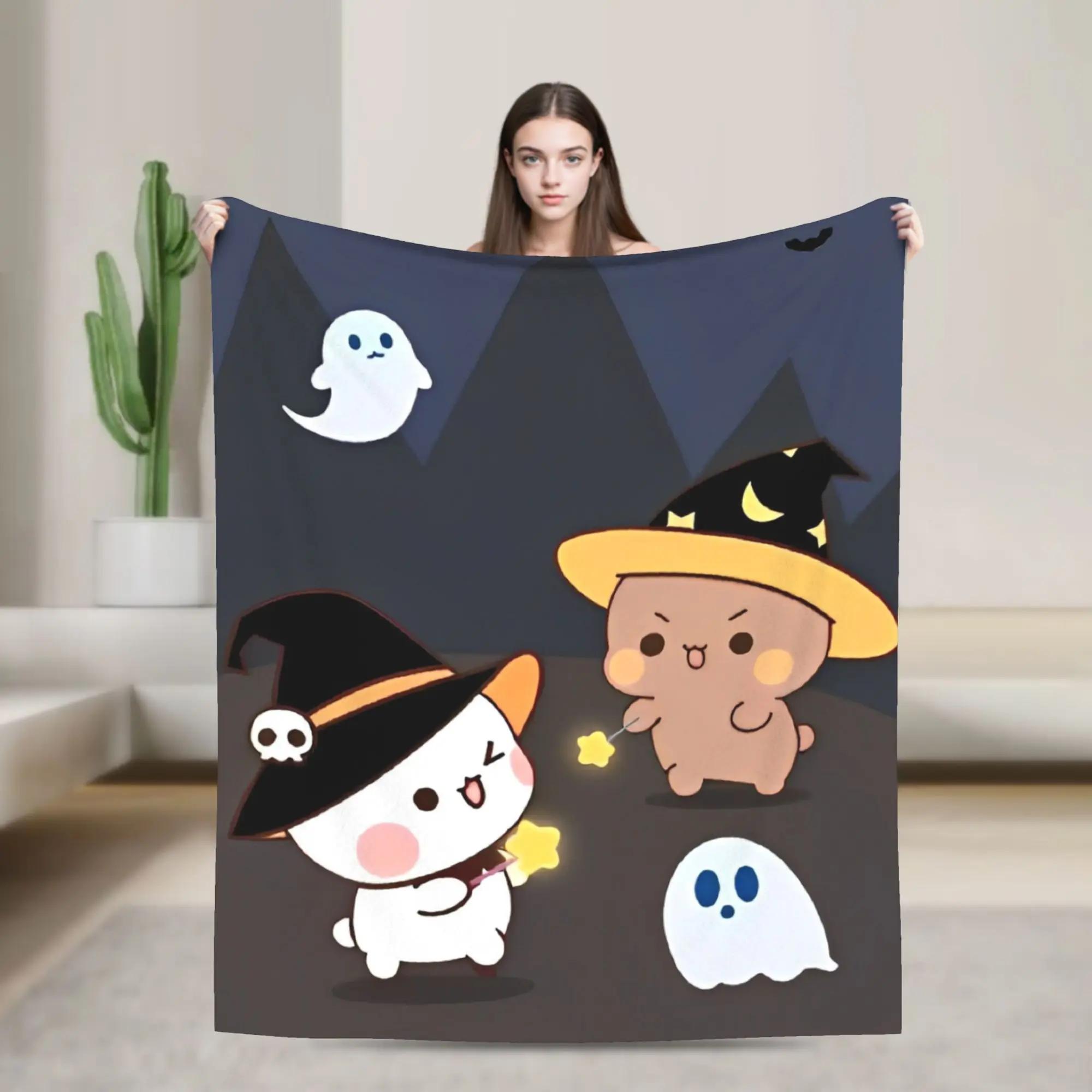 Bubu and Dudu Flannel Blanket Bear and Panda Funny Throw Blanket for Home 200x150cm Bedspreads 75x90cm