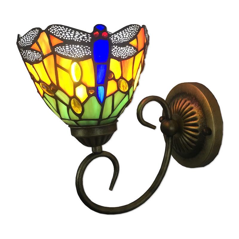 Tiffany LED Wall Light: Dragonfly Design for Bathroom, Bedroom, Hallway, or Balcony