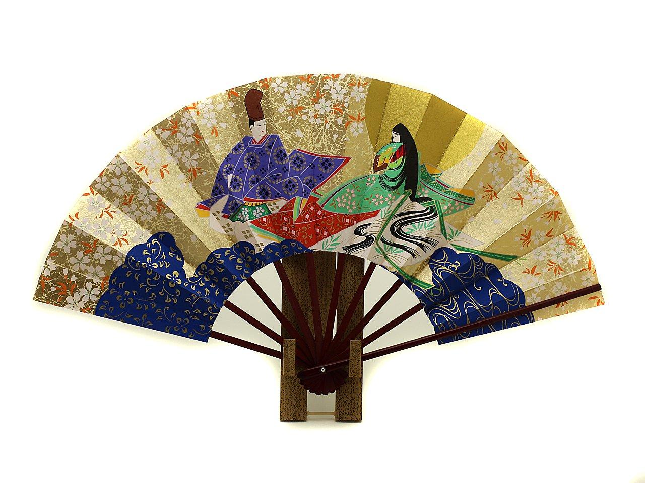 

decorative fan featuring the Tale of 9 made in with a fan stand and This fan features a Japanese pattern and is perfect for entryway interior or as a