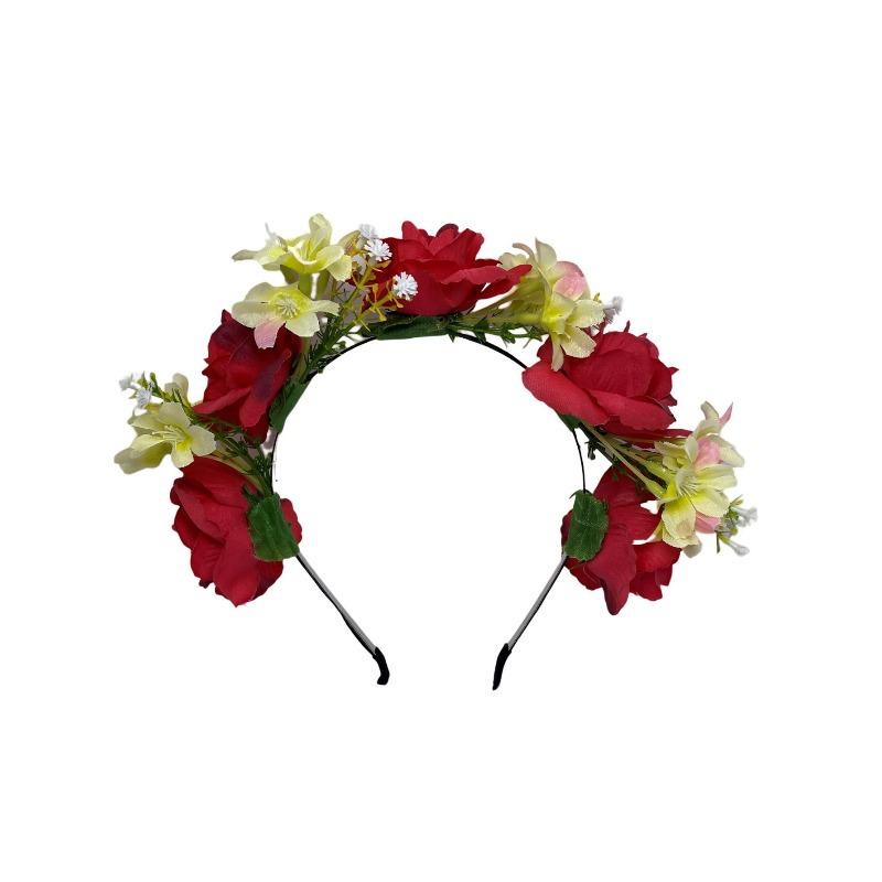 New simulated flower headband, bohemian wreath head buckle, women's fabric flower headdress